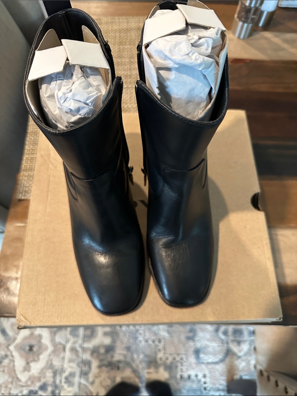 Coach Black Leather Mid-Calf Heeled Boots